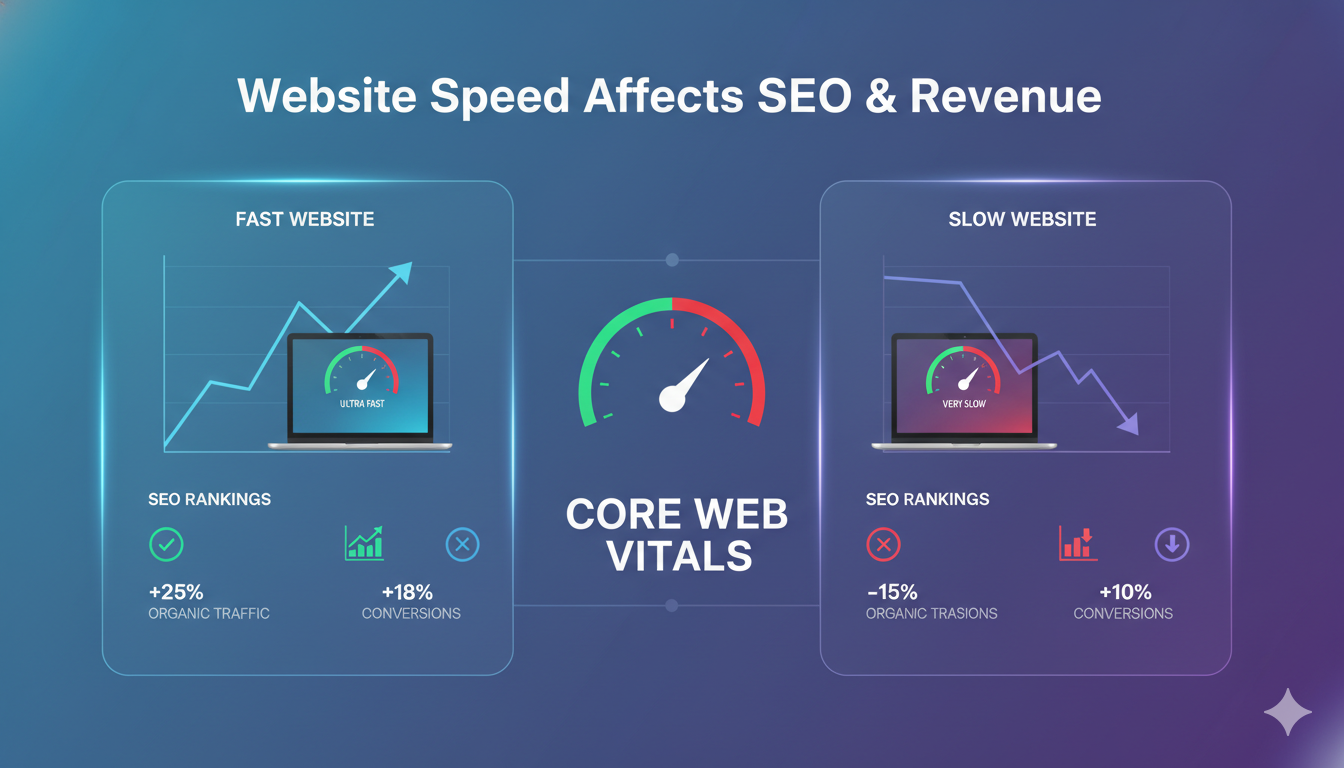 Website speed impact on SEO rankings and revenue with analytics comparison